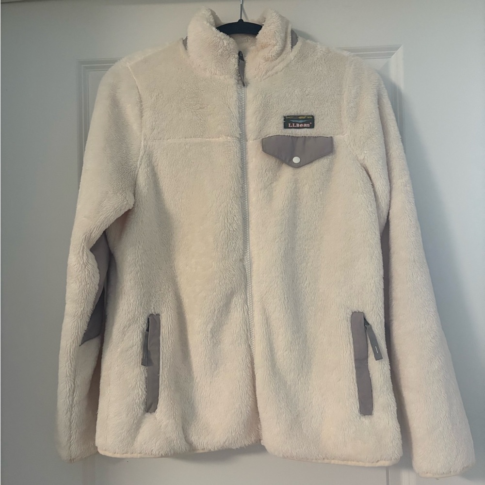Cream LL. Bean Fleece Zip-Up Jacket